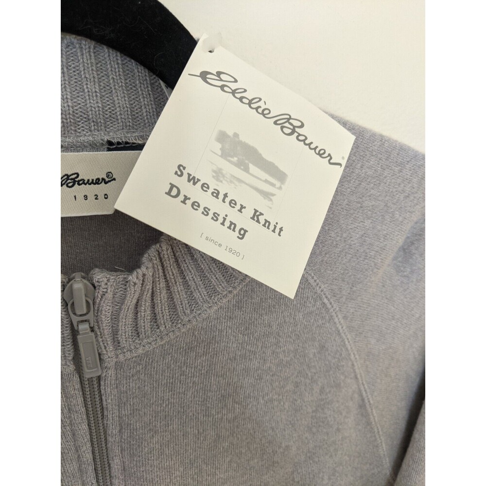Vintage Eddie Bauer Women's Sweater Gray Full Zip 100% Cotton Made In USA Large - Picture 12 of 12